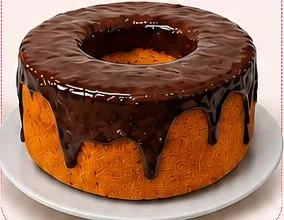 Bolo caseiro redondo com cobertura de chocolate